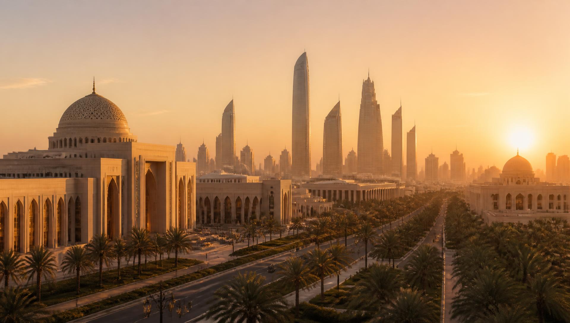 Government district at golden hour